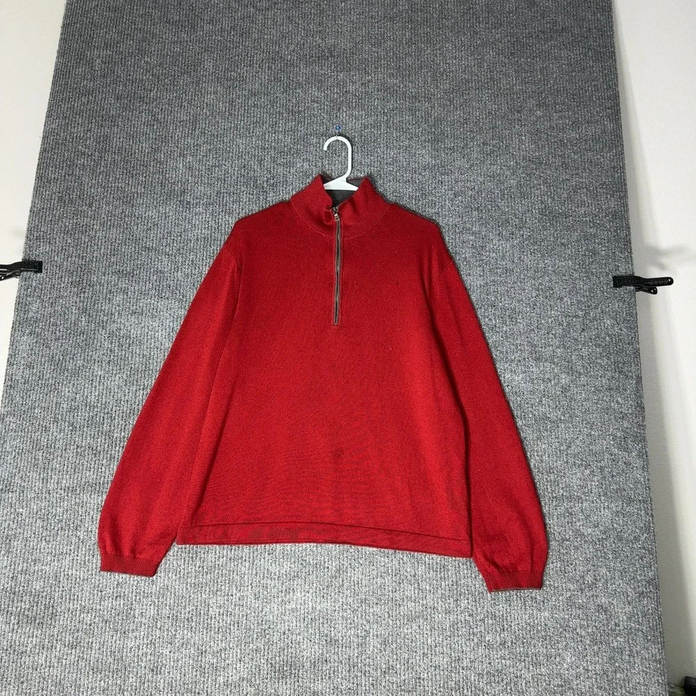 Banana Republic Silk Cashmere Sweater Mens L Red Quarter Zip‎